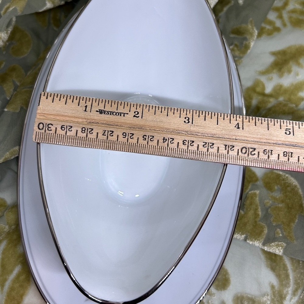 Noritake Rosemarie Oval Gravy Boat White w/ Pink Roses Platinum Trim Japan 6044 - Picture 11 of 11